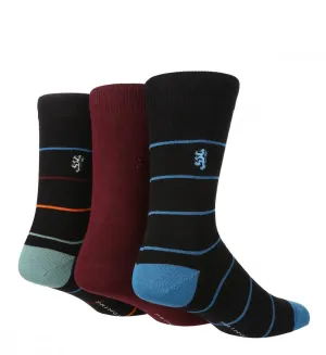 3 Pair Pringle Black Label Mens Bamboo Striped Socks