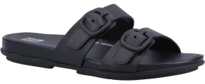 FitFlop Gracie Buckle 2-Bar Womens Leather Slide Sandal