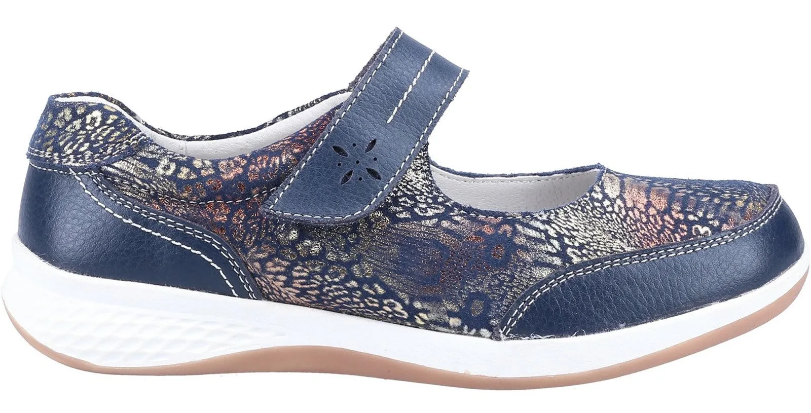 Fleet & Foster Laura Womens Leather Touch-Fastening Shoe