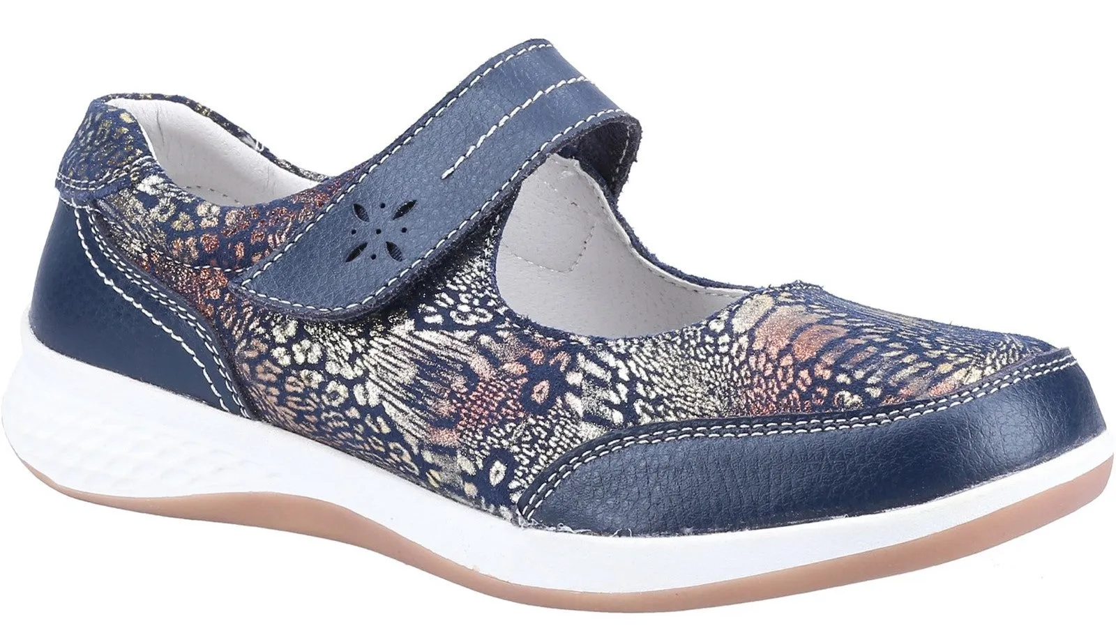 Fleet & Foster Laura Womens Leather Touch-Fastening Shoe