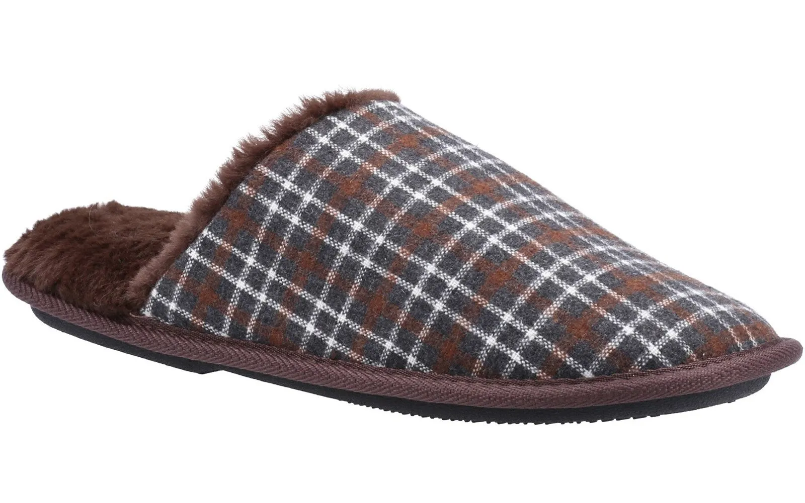 Fleet & Foster Rhys Mens Check Mule Slipper