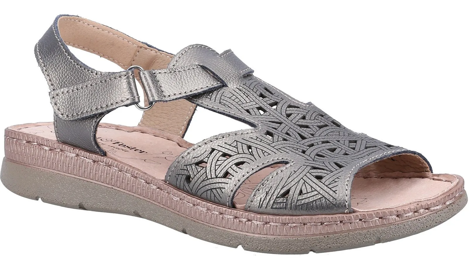 Fleet & Foster Ruth Womens Leather Touch-Fastening Sandal