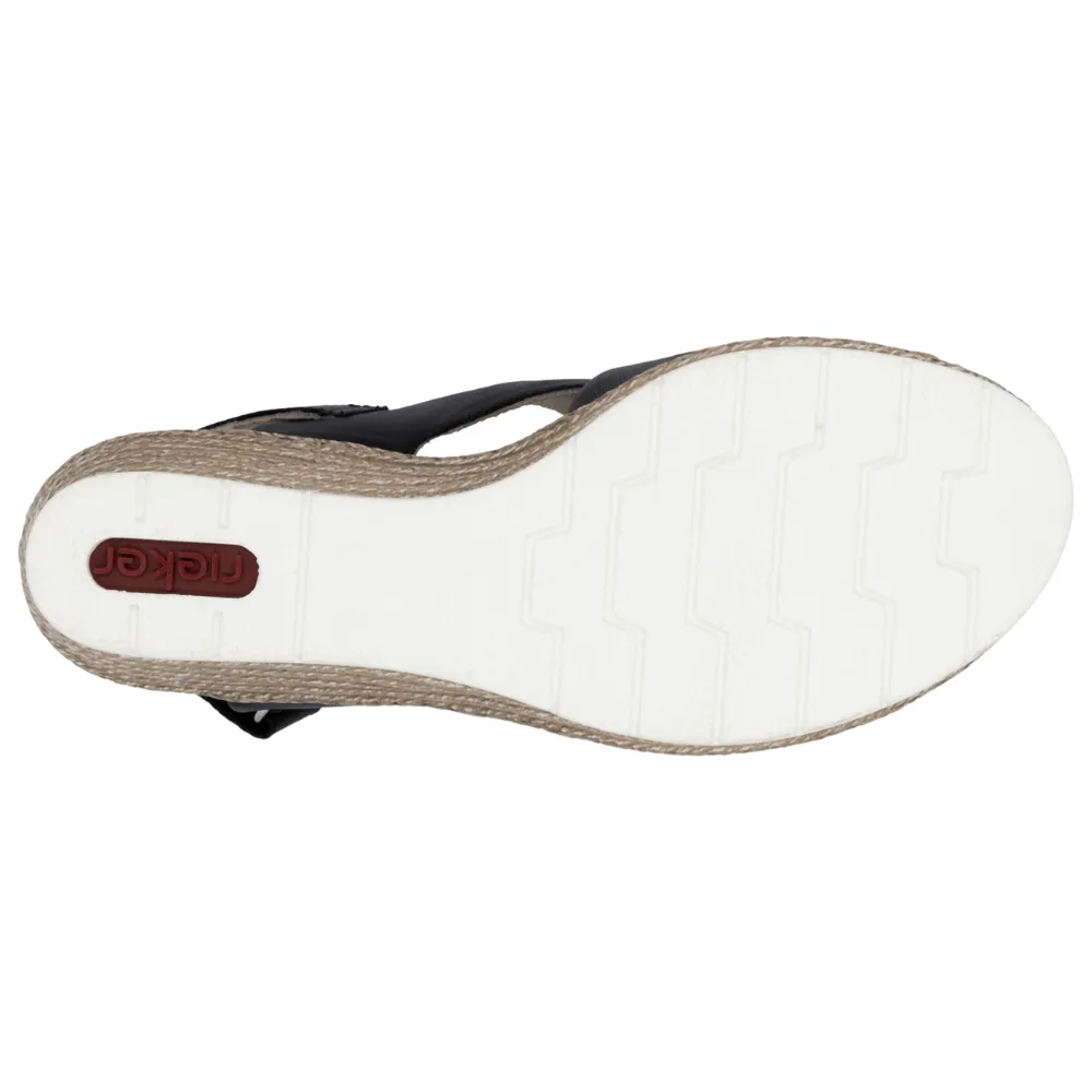 Rieker 61975-00 Womens Touch Fastening Wedge Heel Sandal
