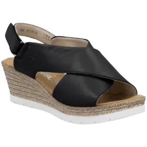 Rieker 61975-00 Womens Touch Fastening Wedge Heel Sandal