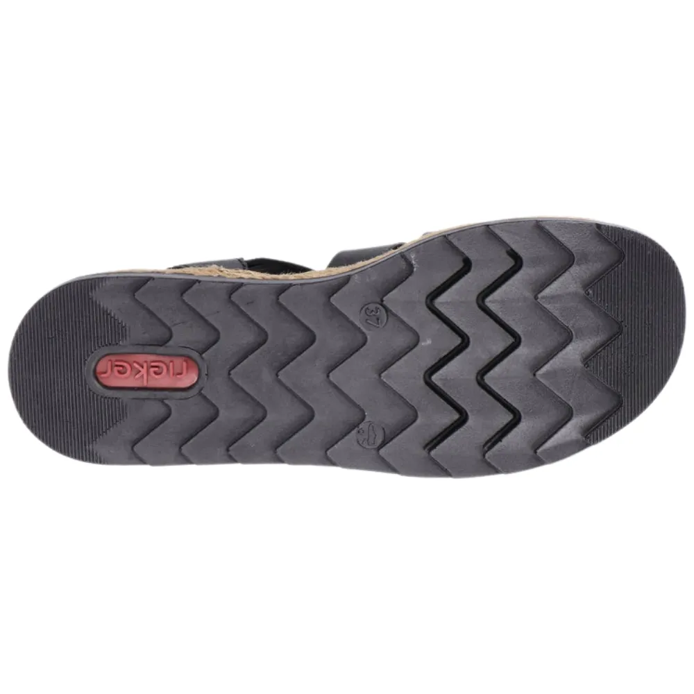 Rieker V7904-00 Womens Leather Touch Fastening Sandal
