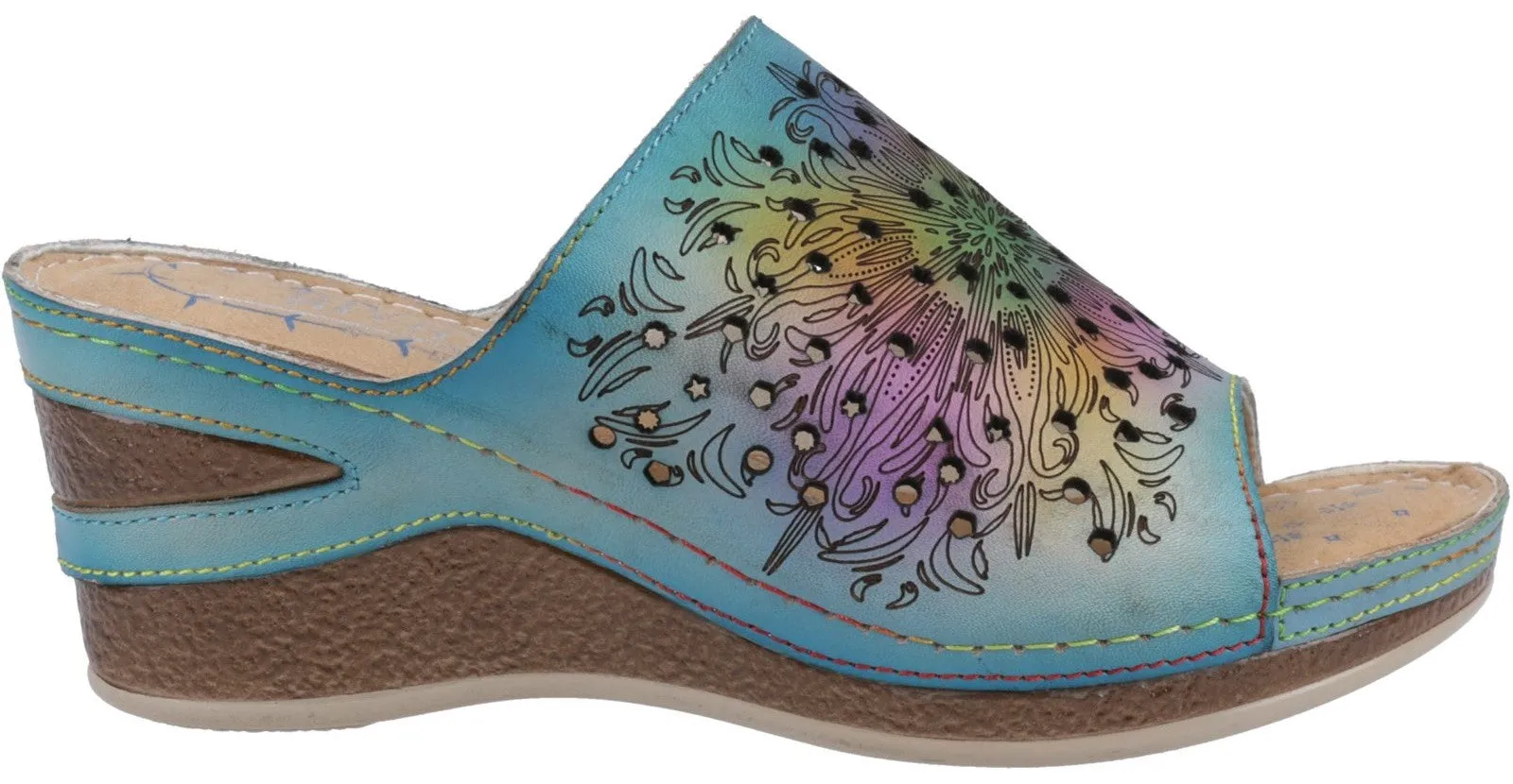 Riva Limasol Womens Leather Wedge Heeled Sandal