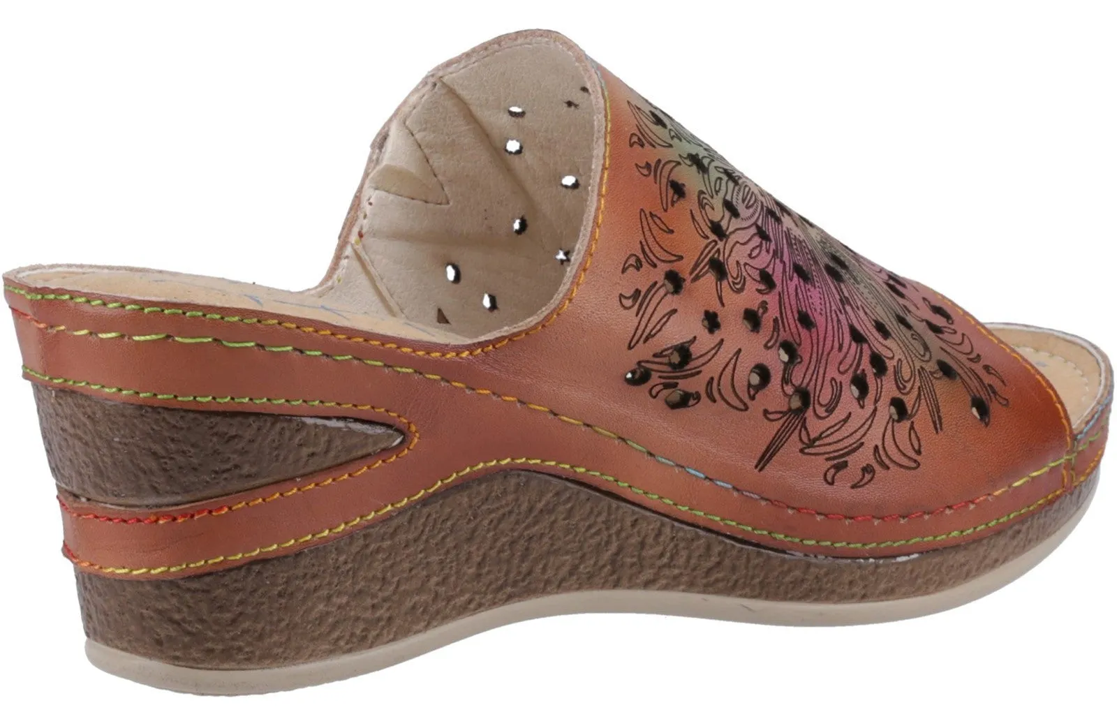 Riva Limasol Womens Leather Wedge Heeled Sandal